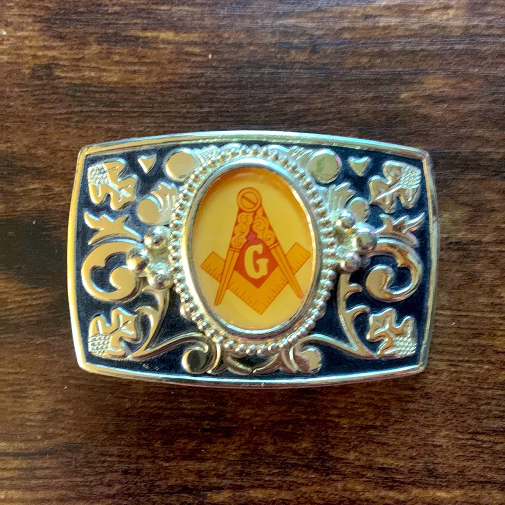 Freemason gold belt buckle